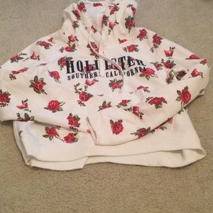 Rose pattern Hollister cropped hoodie